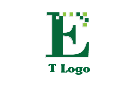 letter e incorporated with technology pixels logo