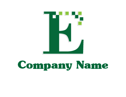 letter e incorporated with technology pixels logo