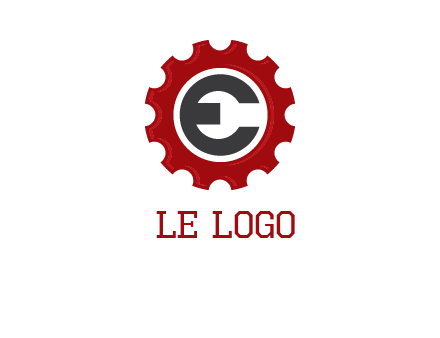 letter e inside the gear logo