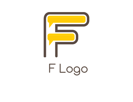 letter f incorporated with speech bubbles logo