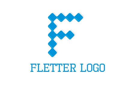 technology squares forming letter f logo