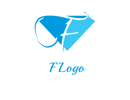 letter f placed in front of a diamond shape logo