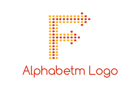 dots forming letter f with arrows logo