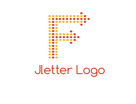 dots forming letter f with arrows logo