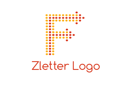 dots forming letter f with arrows logo