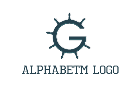 ship wheel forming letter g logo