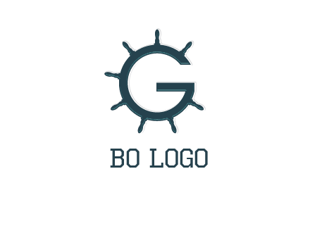 ship wheel forming letter g logo