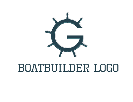 ship wheel forming letter g logo