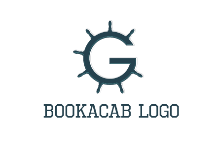 ship wheel forming letter g logo