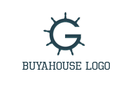 ship wheel forming letter g logo