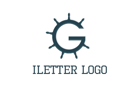 ship wheel forming letter g logo