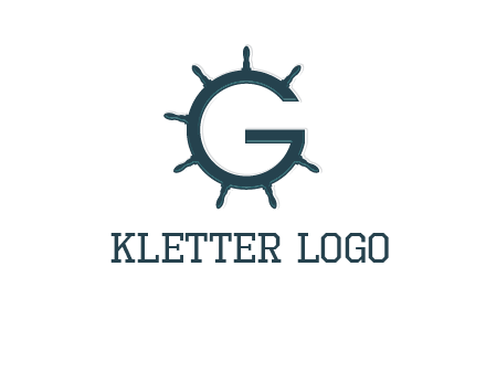 ship wheel forming letter g logo