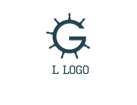 ship wheel forming letter g logo