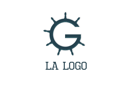 ship wheel forming letter g logo