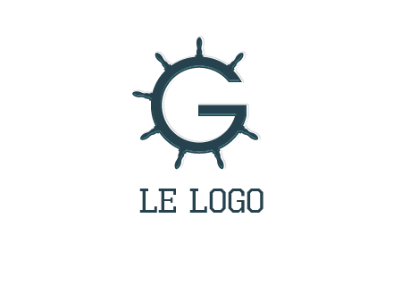 ship wheel forming letter g logo