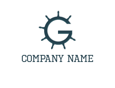 ship wheel forming letter g logo