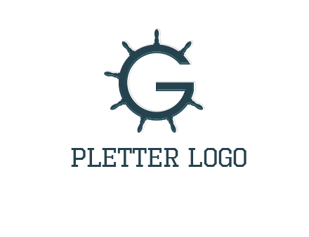 ship wheel forming letter g logo