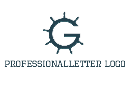 ship wheel forming letter g logo