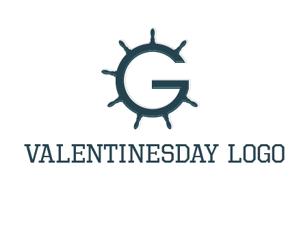 ship wheel forming letter g logo