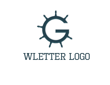 ship wheel forming letter g logo