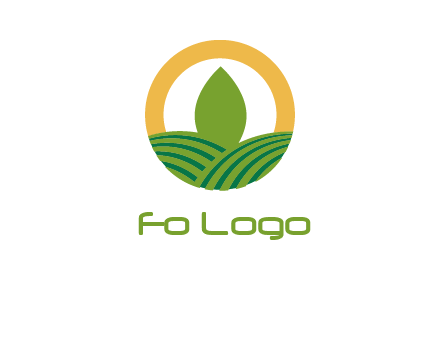 abstract tree and fields in circle logo