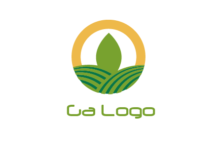 abstract tree and fields in circle logo