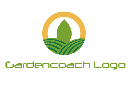 abstract tree and fields in circle logo