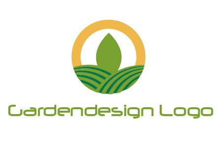 abstract tree and fields in circle logo