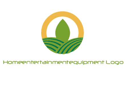 abstract tree and fields in circle logo