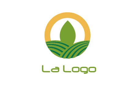 abstract tree and fields in circle logo