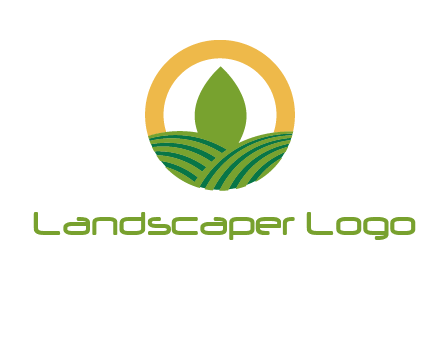 abstract tree and fields in circle logo