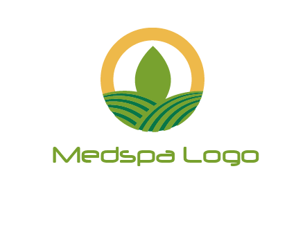 abstract tree and fields in circle logo