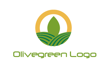 abstract tree and fields in circle logo