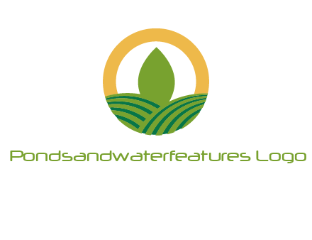 abstract tree and fields in circle logo