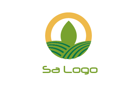 abstract tree and fields in circle logo