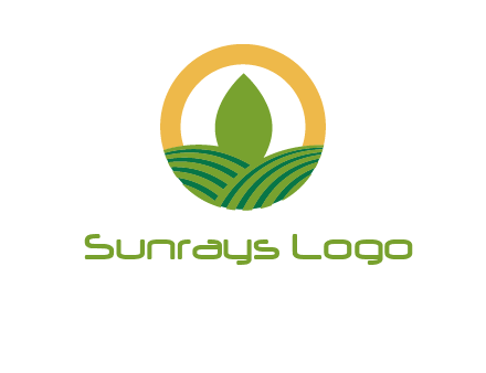 abstract tree and fields in circle logo