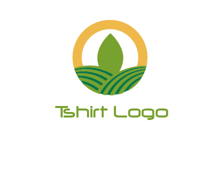 abstract tree and fields in circle logo