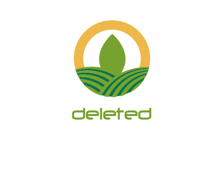 abstract tree and fields in circle logo