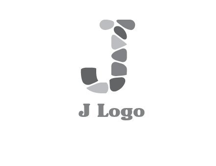 Stones forming letter j logo
