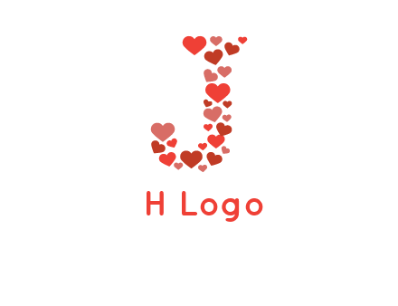 hearts forming letter j logo