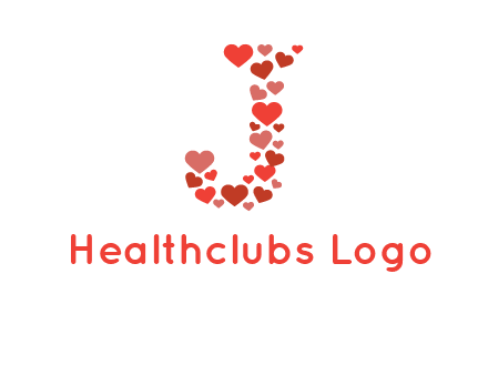 hearts forming letter j logo