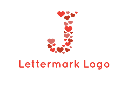 hearts forming letter j logo