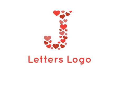 hearts forming letter j logo