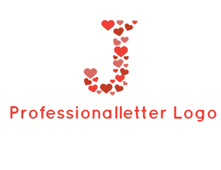 hearts forming letter j logo