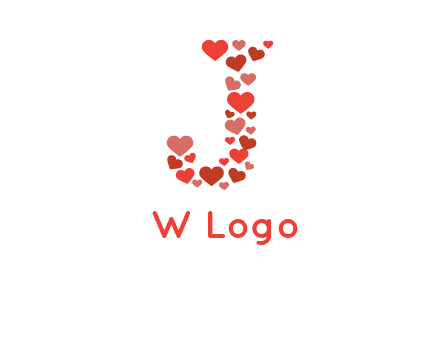 hearts forming letter j logo