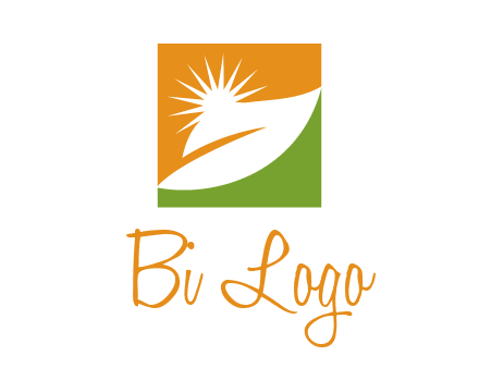 leaf and sun in square environment logo