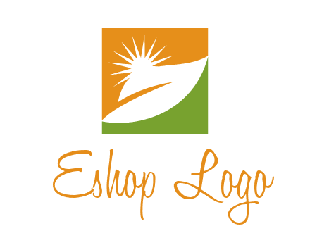 leaf and sun in square environment logo