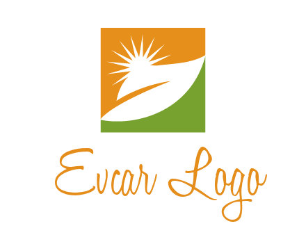 leaf and sun in square environment logo