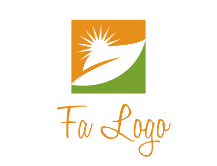 leaf and sun in square environment logo