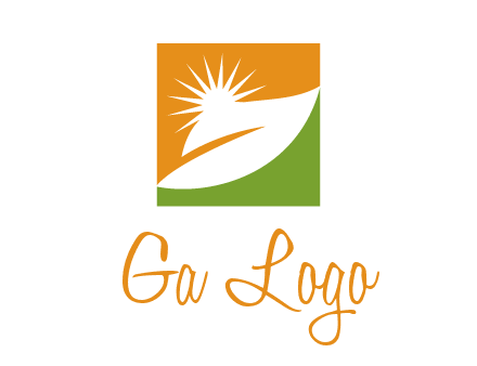 leaf and sun in square environment logo